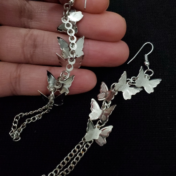 Dangling Sterling Silver Butterfly Earrings - Picture 4 of 5